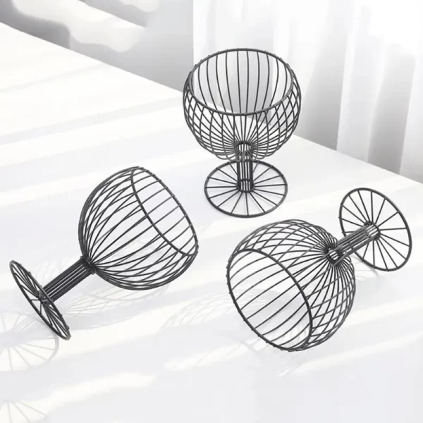 Kitchen Fruit bowl  like Wine Cup metal plates basket Bowls Geometric Crafts Vase for fruit Home Living Room Storage - Image 4