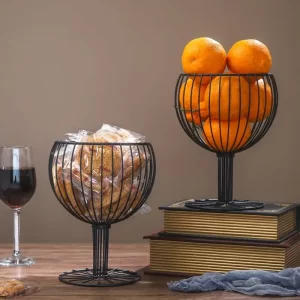 Kitchen Fruit bowl  like Wine Cup metal plates basket Bowls Geometric Crafts Vase for fruit Home Living Room Storage