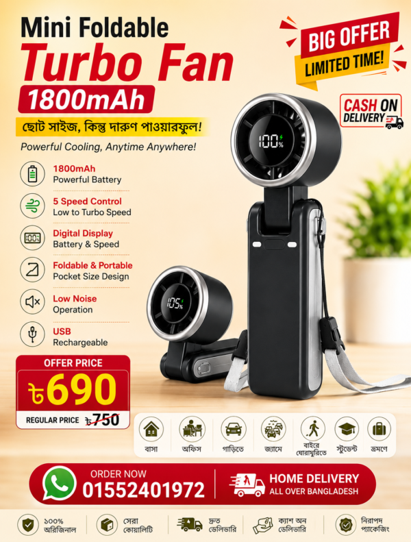 Mini Foldable Turbo Fan